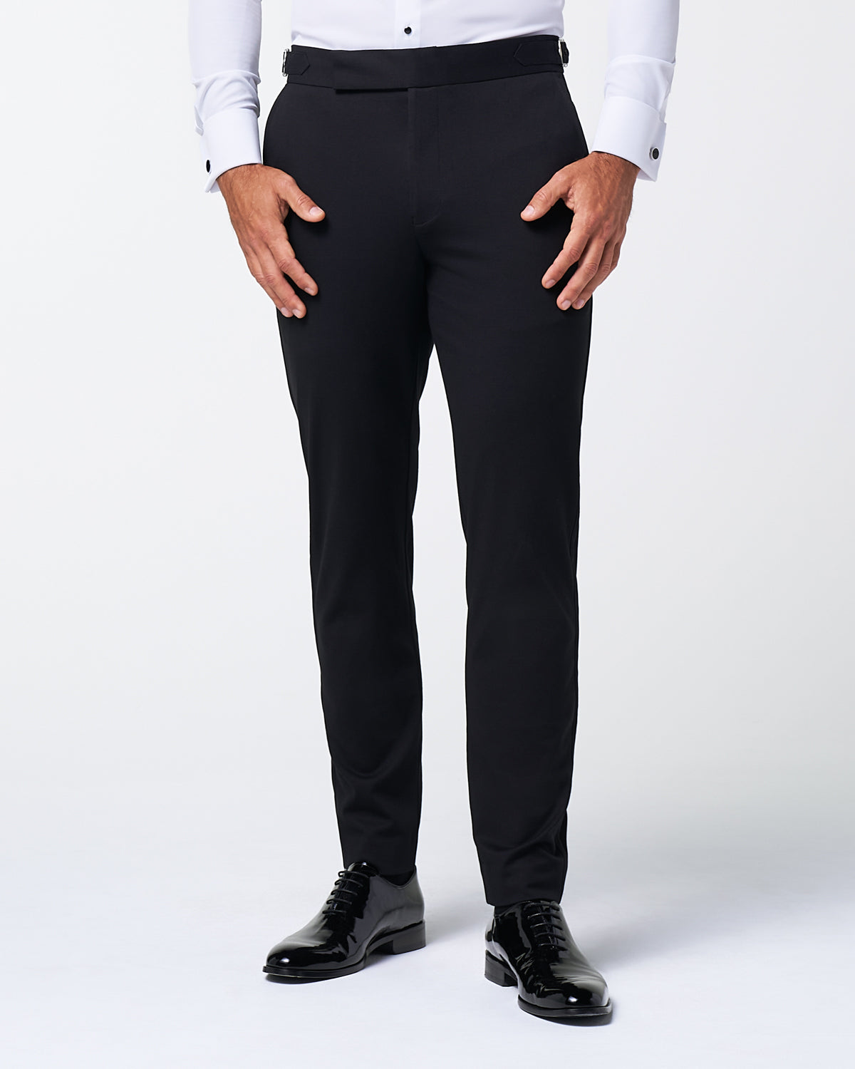 State & Liberty Athletic Fit Stretch Flat Front Tuxedo Pants - Black