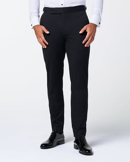 State & Liberty Athletic Fit Stretch Flat Front Tuxedo Pants - Black