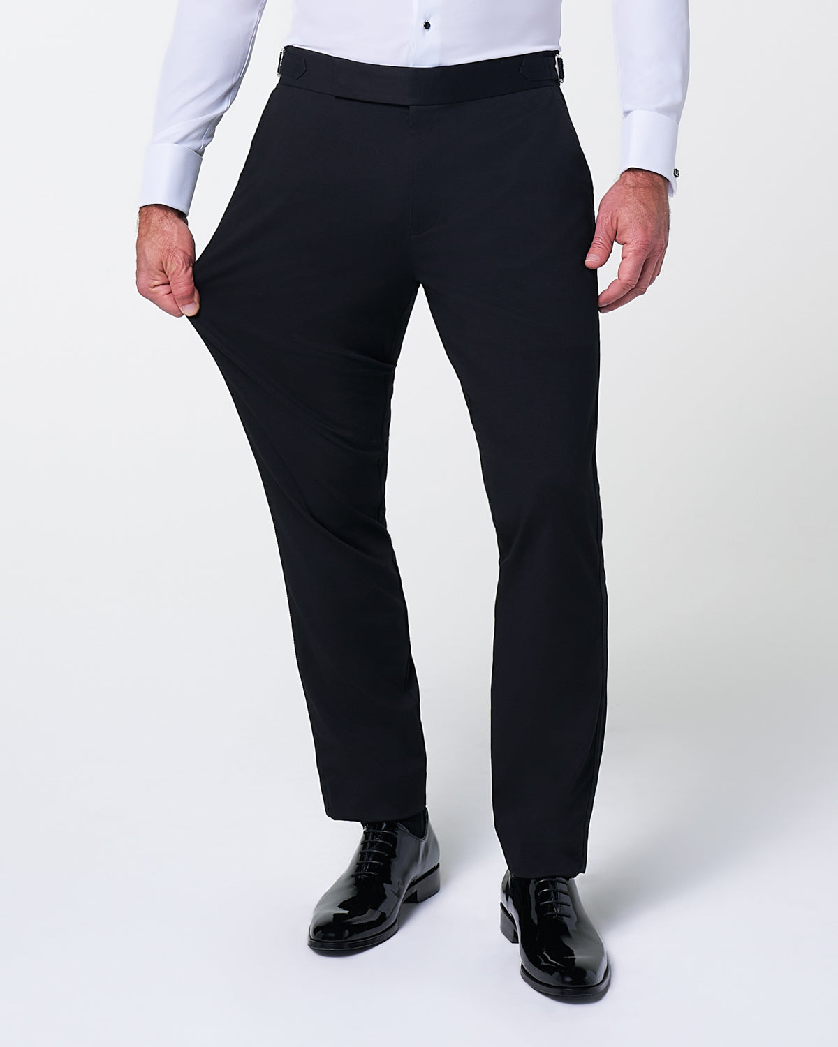 State & Liberty Athletic Fit Stretch Flat Front Tuxedo Pants - Black