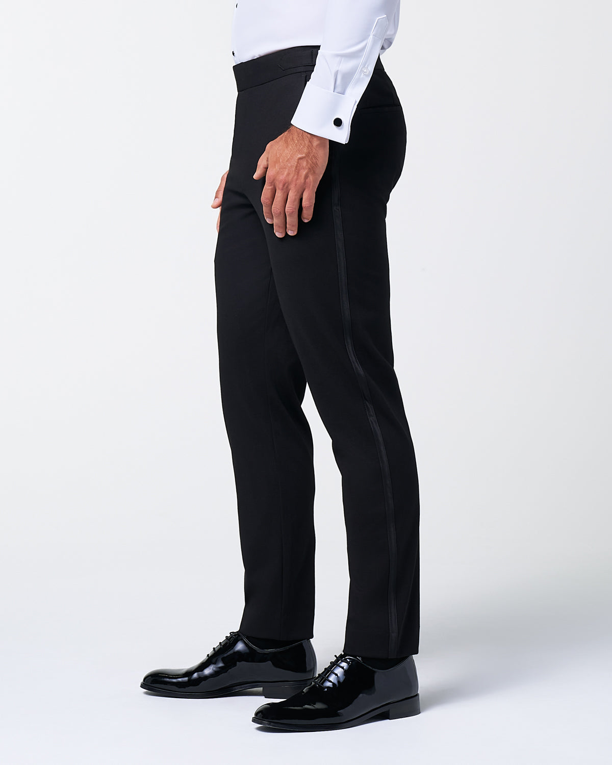 State & Liberty Athletic Fit Stretch Flat Front Tuxedo Pants - Black