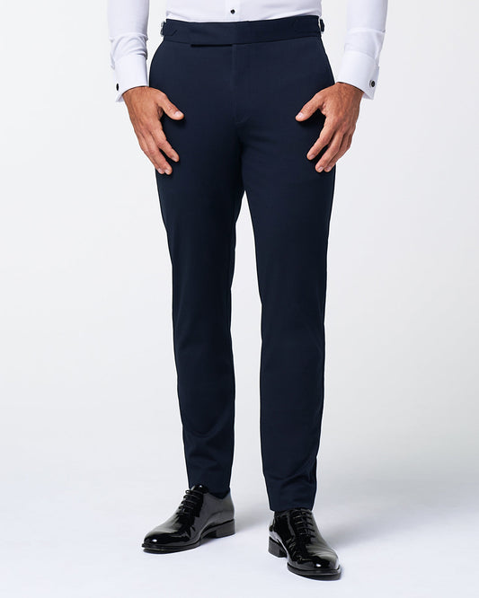 State & Liberty Athletic Fit Stretch Flat Front Tuxedo Pants - Navy
