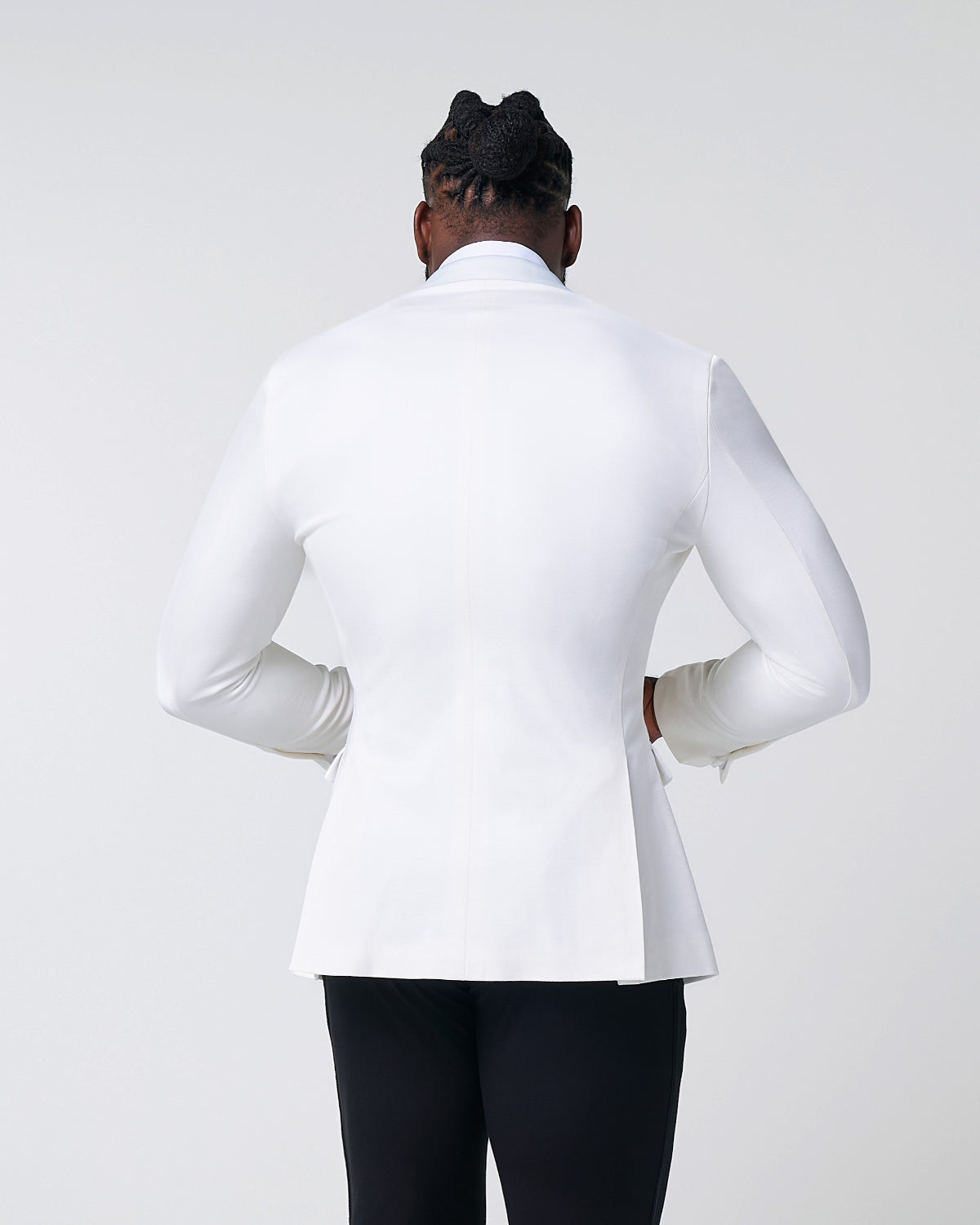 State & Liberty Athletic Fit Stretch Tuxedo Jacket - Solid Cream with White Shawl Lape
