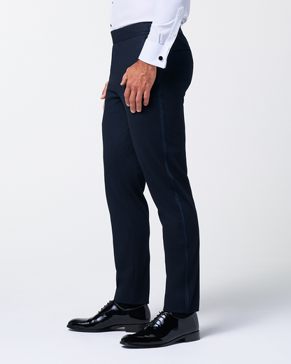 State & Liberty Athletic Fit Stretch Tuxedo Pants - Navy With Navy Stripe