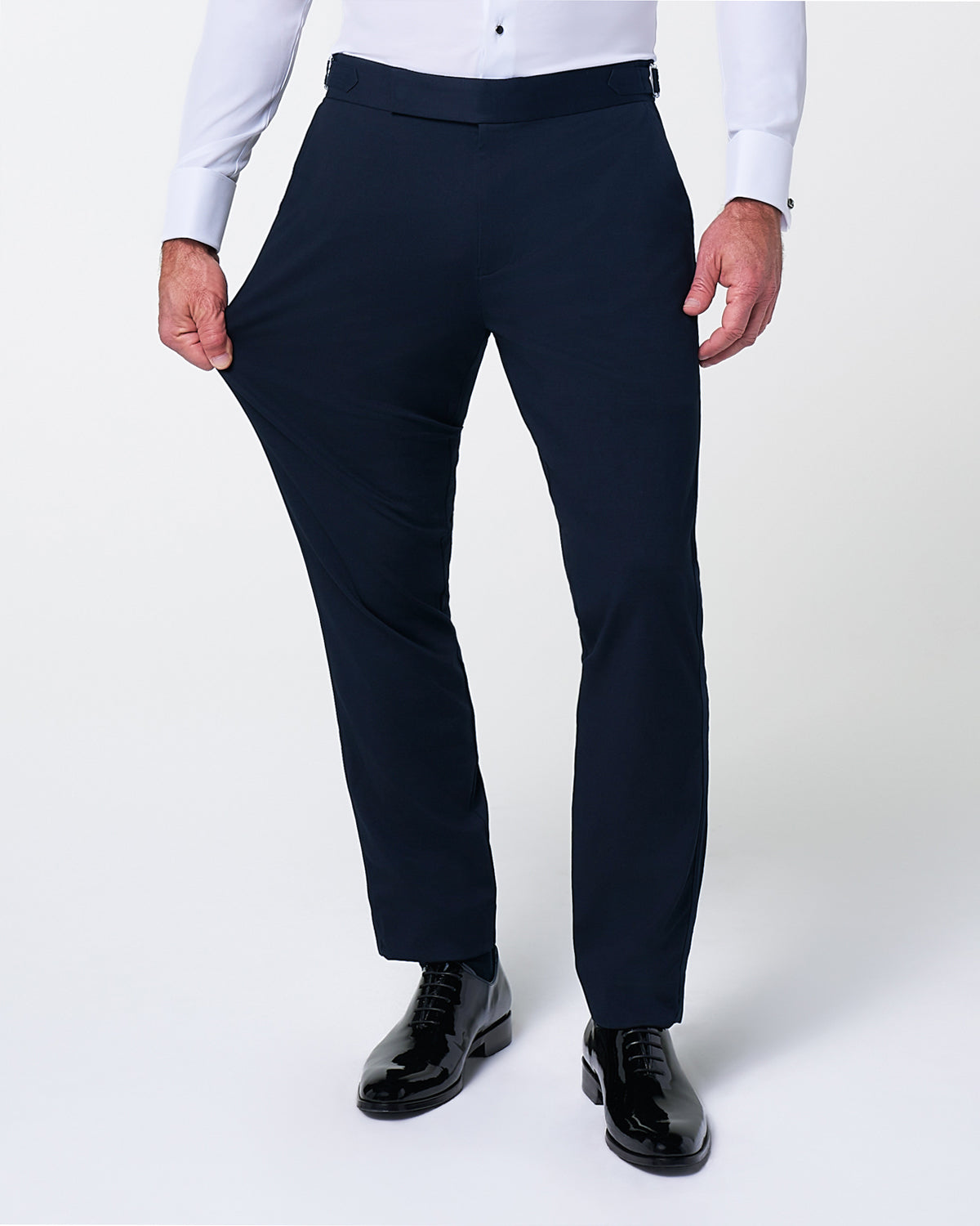 State & Liberty Athletic Fit Stretch Tuxedo Pants - Navy With Navy Stripe
