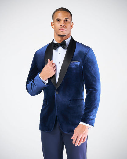 State & Liberty Athletic Fit Stretch Tuxedo Jacket - Blue Velvet