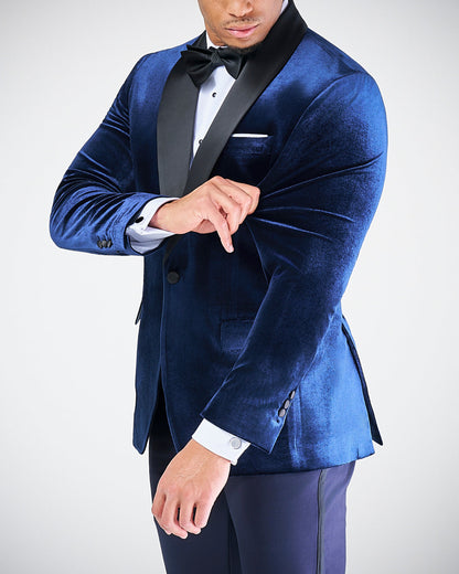 State & Liberty Athletic Fit Stretch Tuxedo Jacket - Blue Velvet