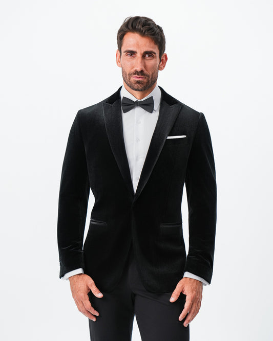 State & Liberty Tuxedo Jacket - Black Velvet with Peak Lapel
