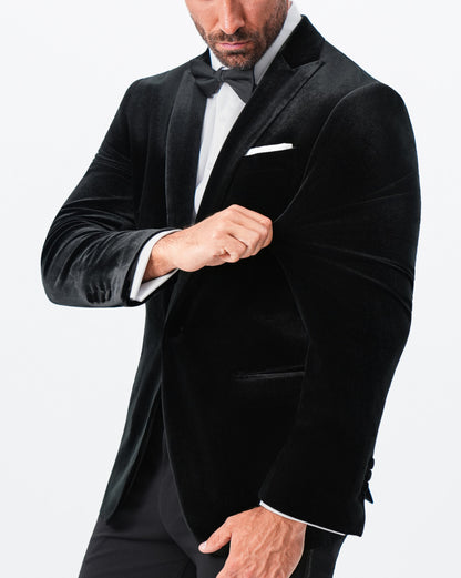 State & Liberty Tuxedo Jacket - Black Velvet with Peak Lapel
