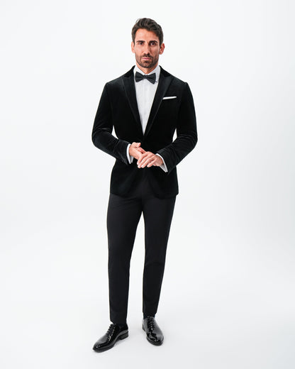 State & Liberty Tuxedo Jacket - Black Velvet with Peak Lapel