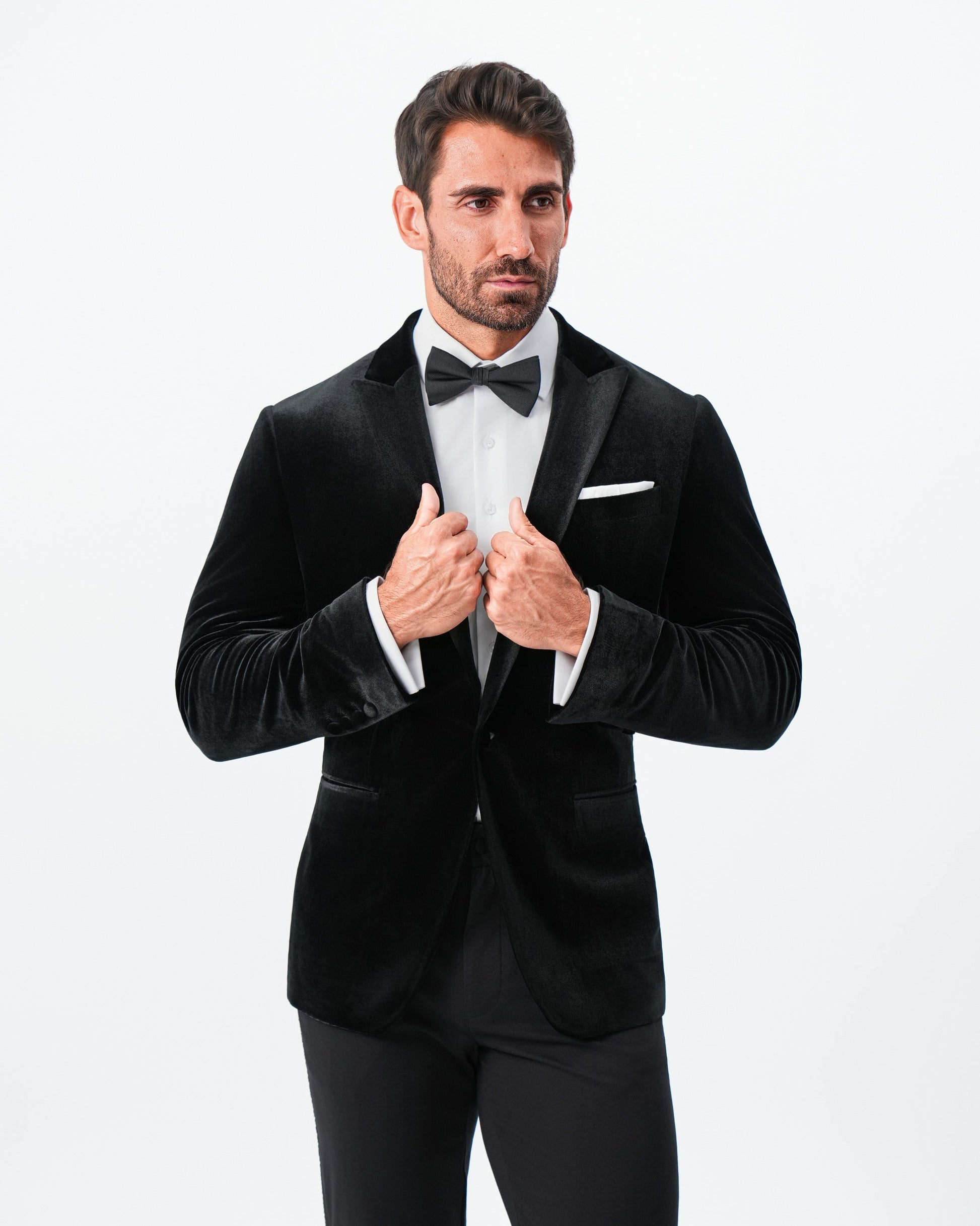 State & Liberty Tuxedo Jacket - Black Velvet with Peak Lapel