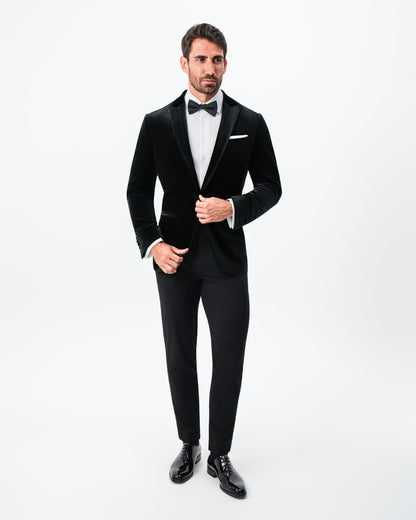 State & Liberty Tuxedo Jacket - Black Velvet with Peak Lapel