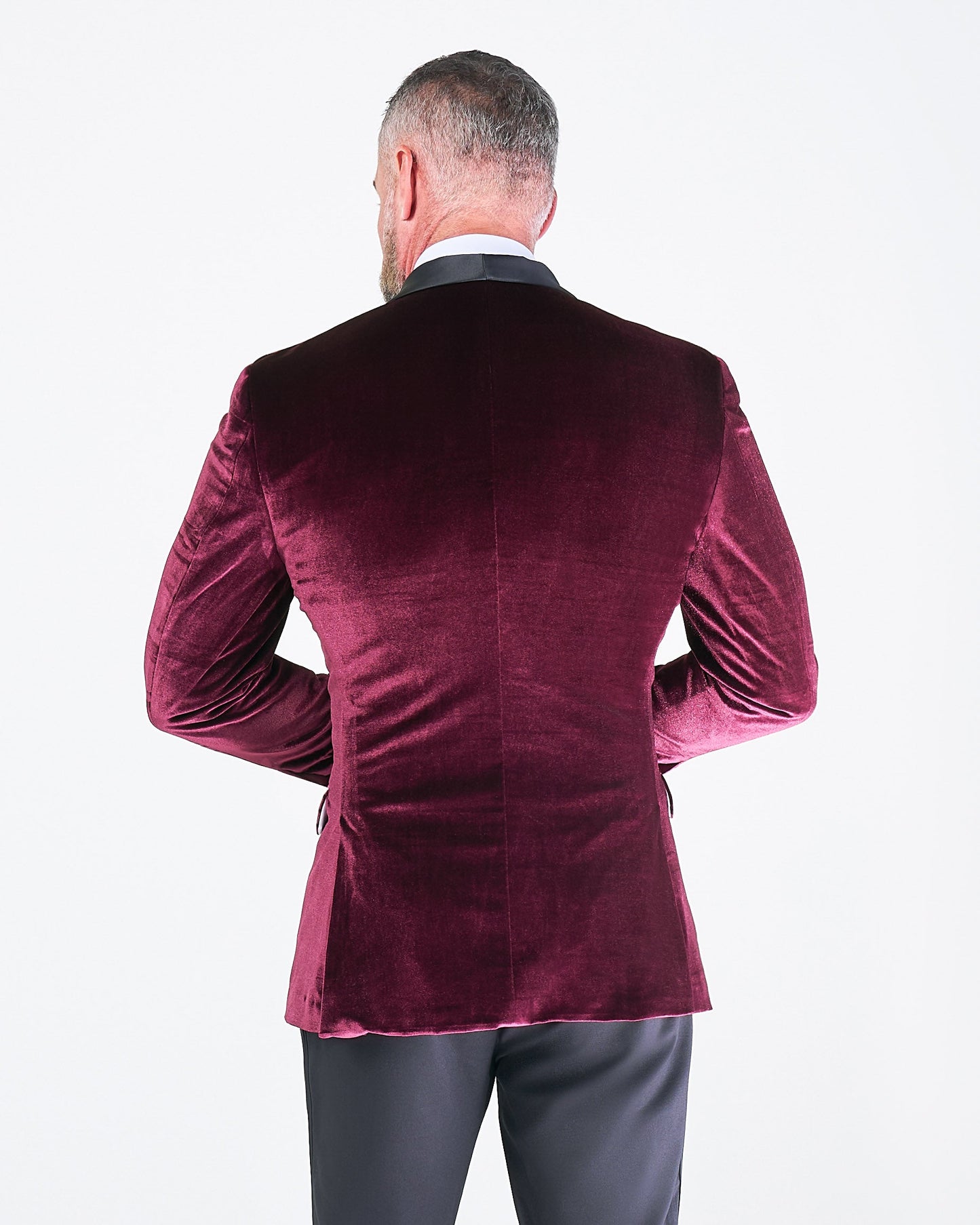 State & Liberty Athletic Fit Stretch Tuxedo Jacket - Maroon Velvet