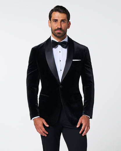 State & Liberty Athletic Fit Stretch Tuxedo Jacket - Black Velvet