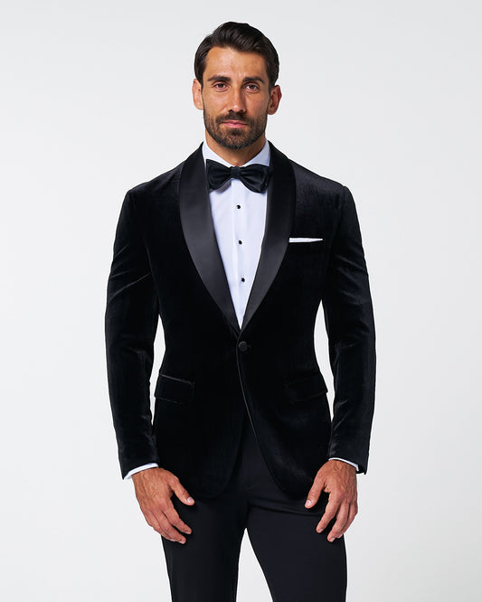 State & Liberty Athletic Fit Stretch Tuxedo Jacket - Black Velvet