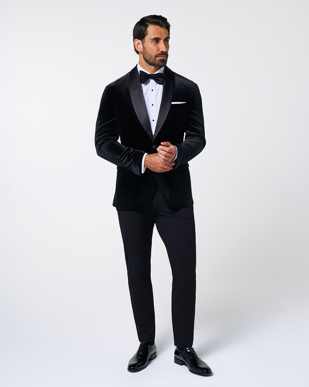 State & Liberty Athletic Fit Stretch Tuxedo Jacket - Black Velvet