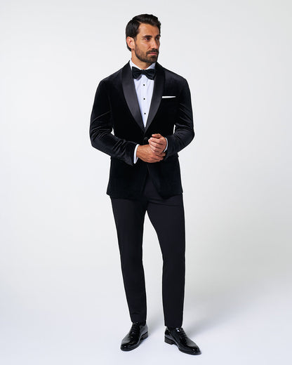 State & Liberty Athletic Fit Stretch Tuxedo Jacket - Black Velvet