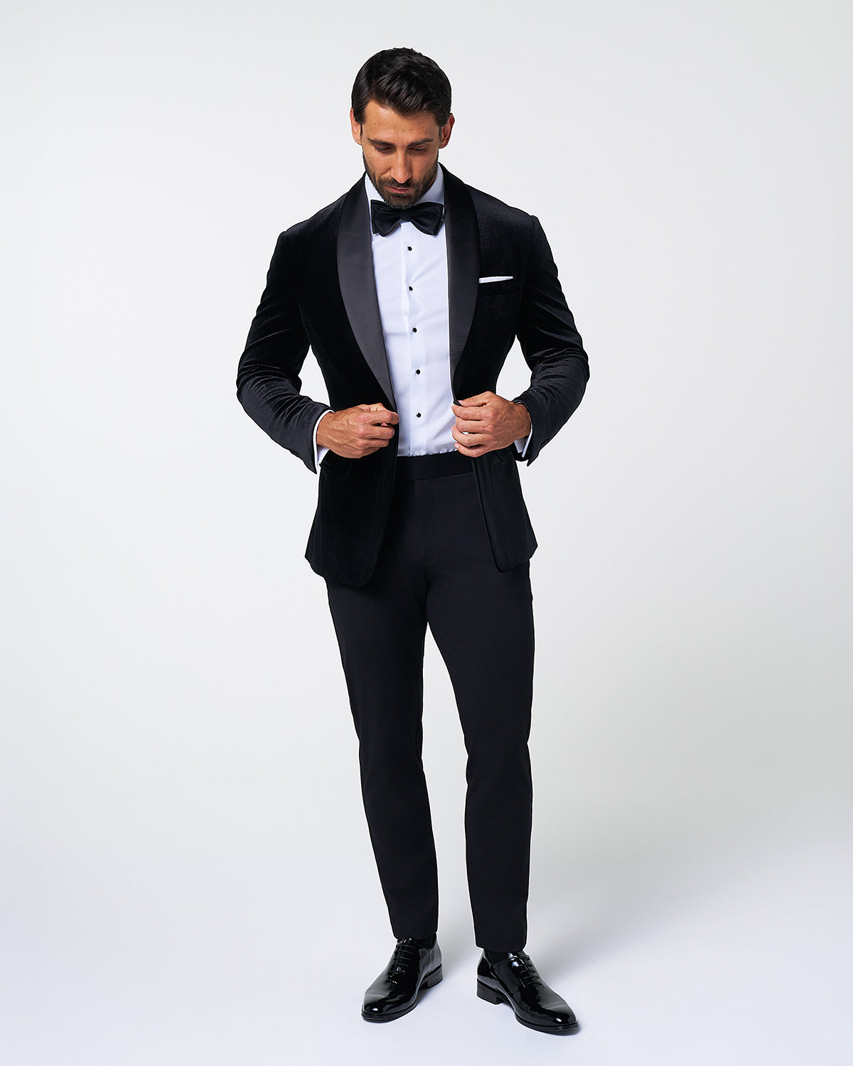 State & Liberty Athletic Fit Stretch Tuxedo Jacket - Black Velvet