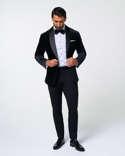 State & Liberty Athletic Fit Stretch Tuxedo Jacket - Black Velvet