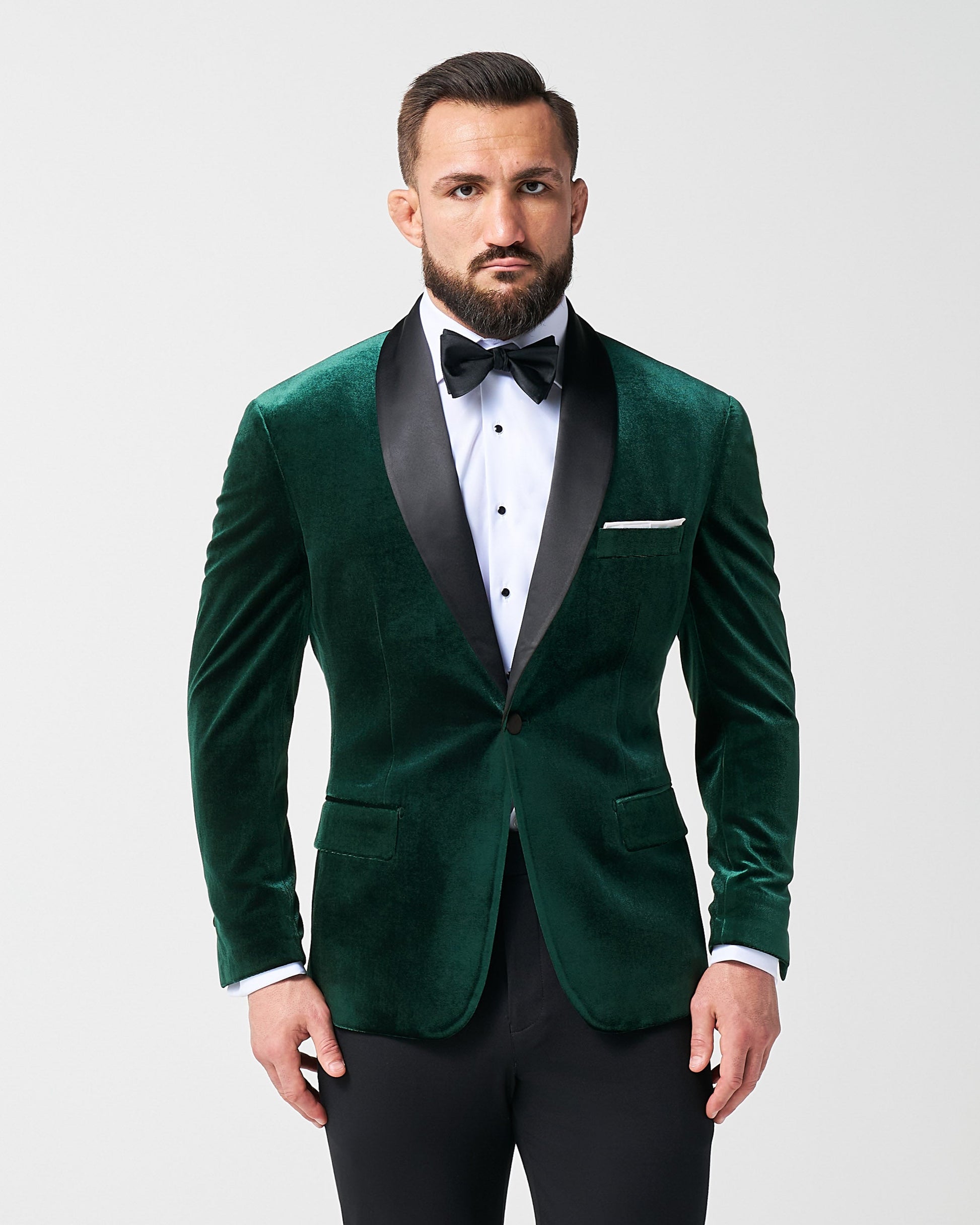 State & Liberty Athletic Fit Stretch Tuxedo Jacket - Green Velvet