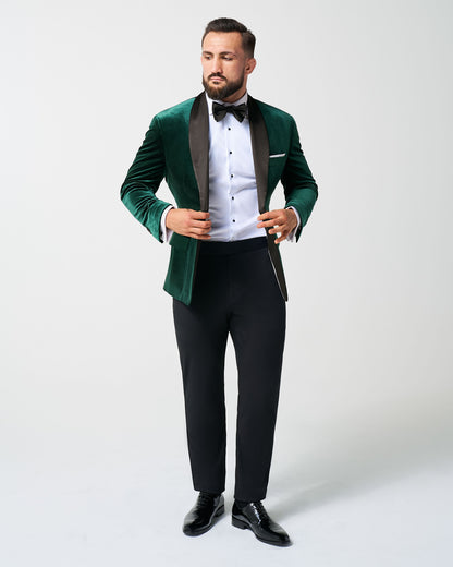 State & Liberty Athletic Fit Stretch Tuxedo Jacket - Green Velvet