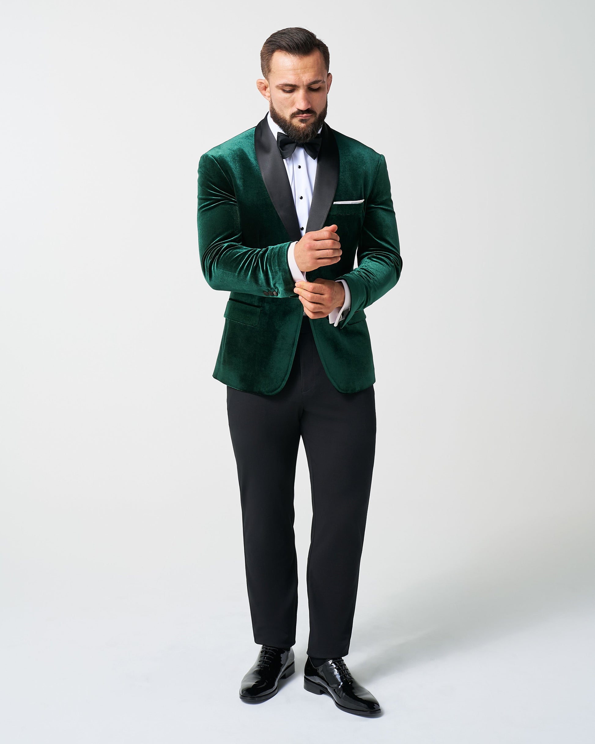 State & Liberty Athletic Fit Stretch Tuxedo Jacket - Green Velvet