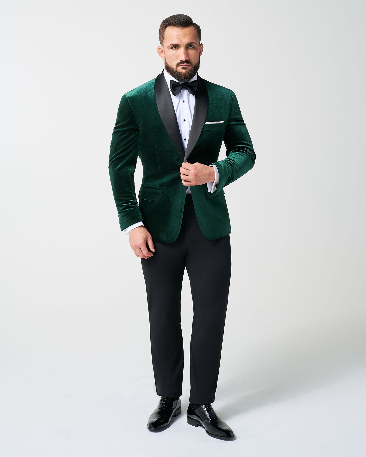 State & Liberty Athletic Fit Stretch Tuxedo Jacket - Green Velvet