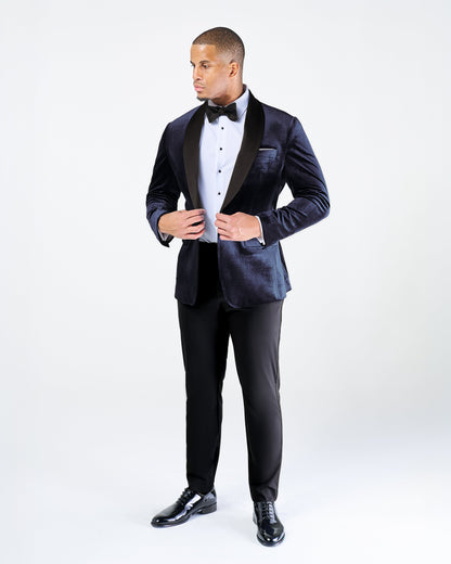 State & Liberty Athletic Fit Stretch Tuxedo Jacket - Navy Velvet