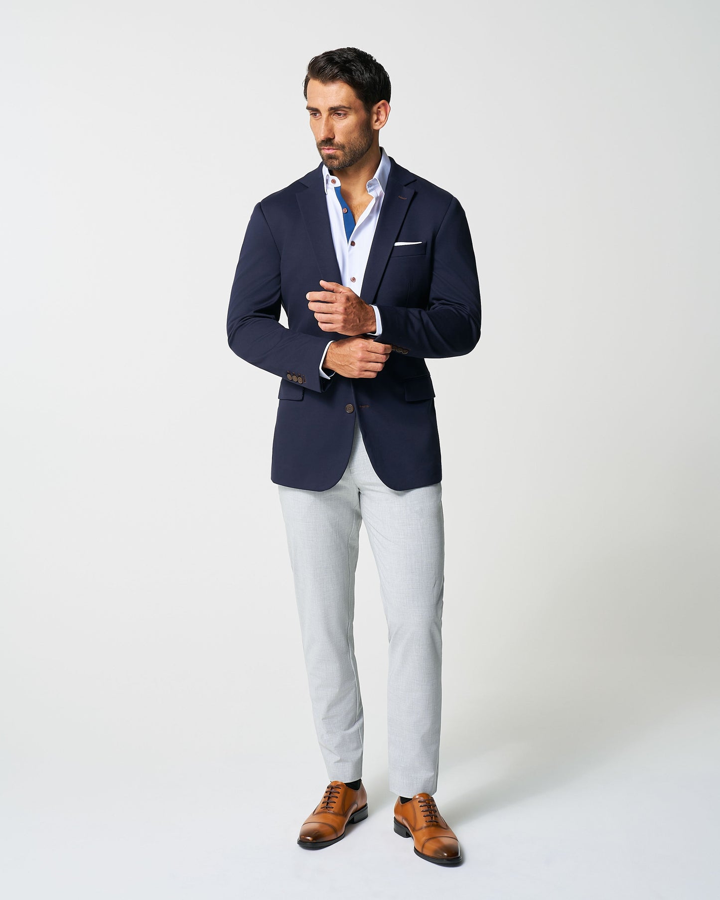 State & Liberty Athletic Fit Stretch Blazer - Navy