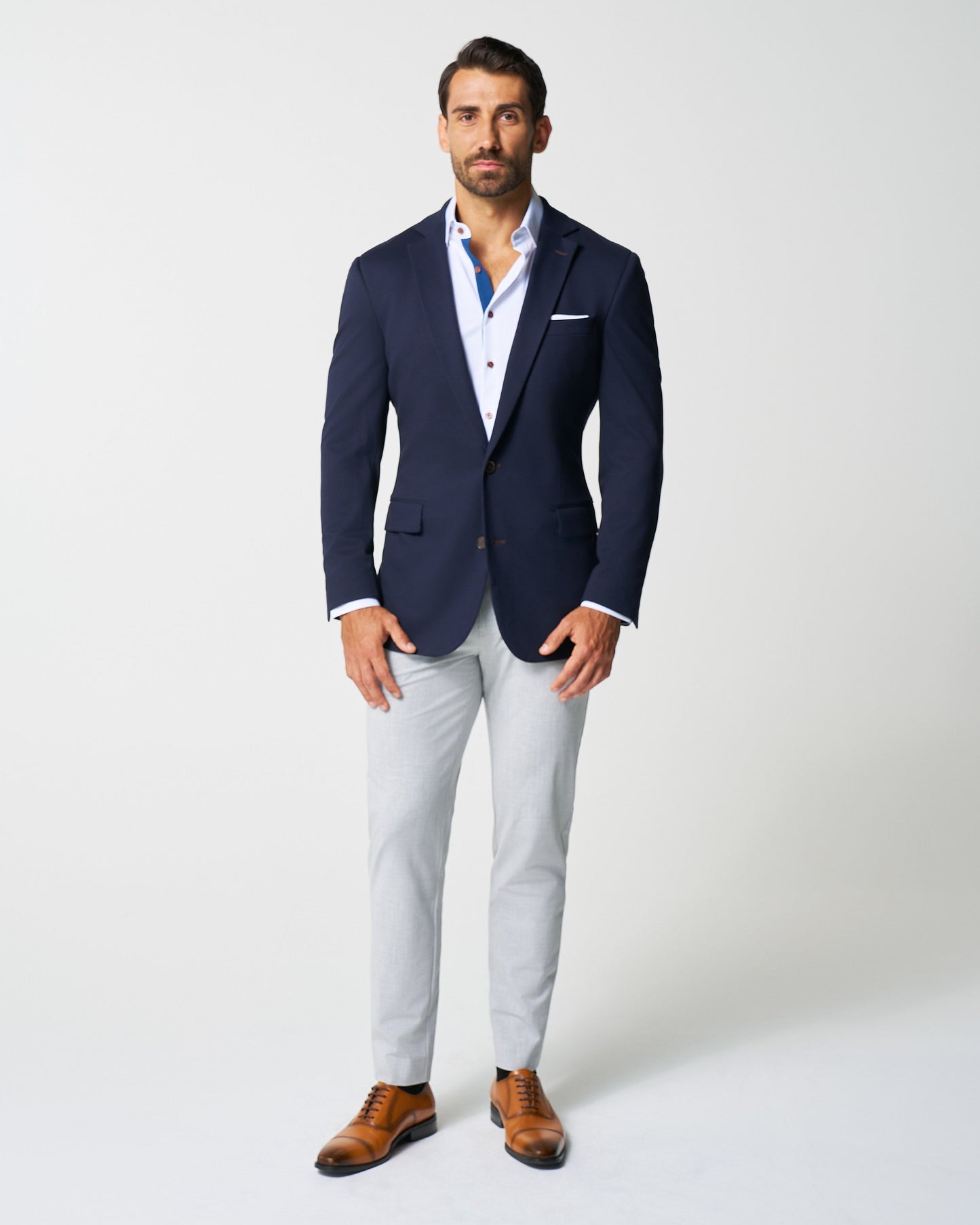 State & Liberty Athletic Fit Stretch Blazer - Navy
