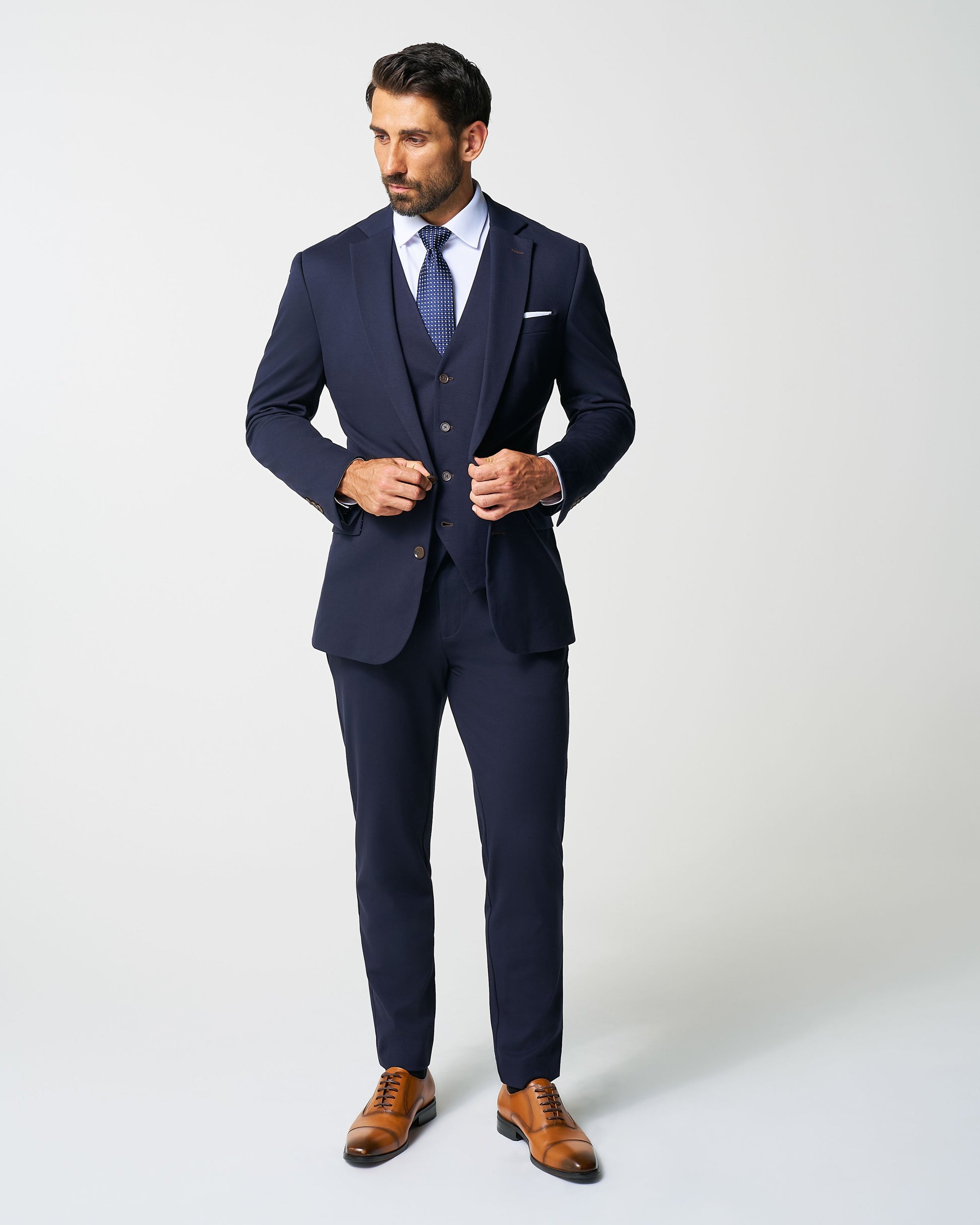 State & Liberty Athletic Fit Stretch Blazer - Navy