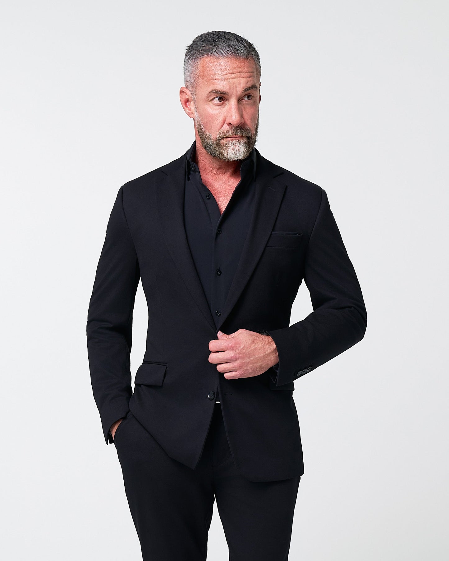 State & Liberty Athletic Fit Stretch Blazer - Black