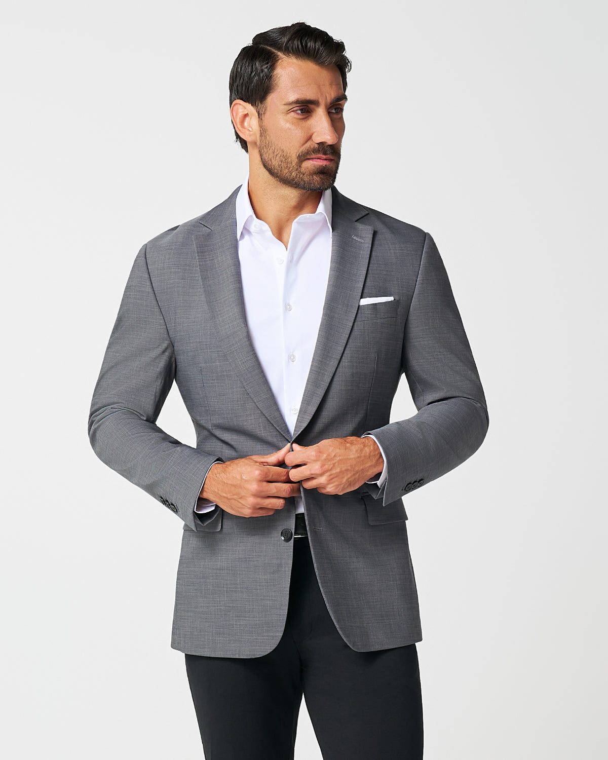 State & Liberty Athletic Fit Stretch Blazer - Heathered Grey