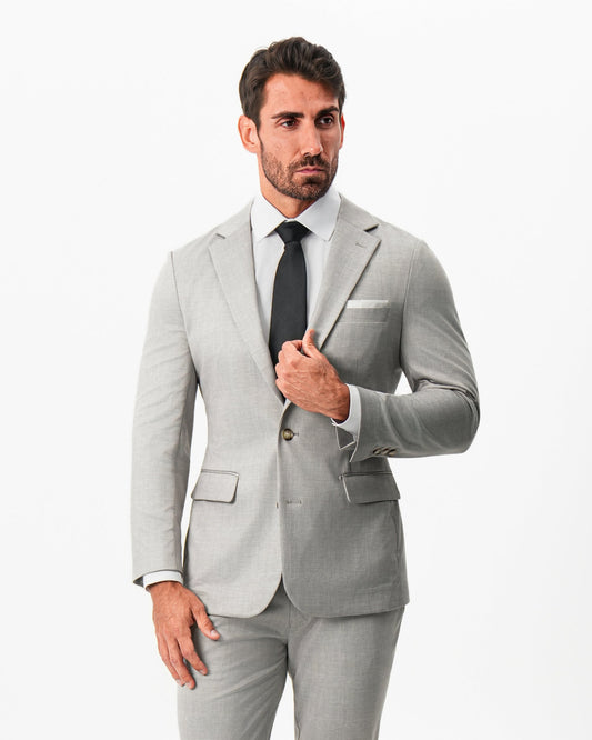 State & Liberty Athletic Fit Stretch Blazer - Unstructured Stone Crosshatch