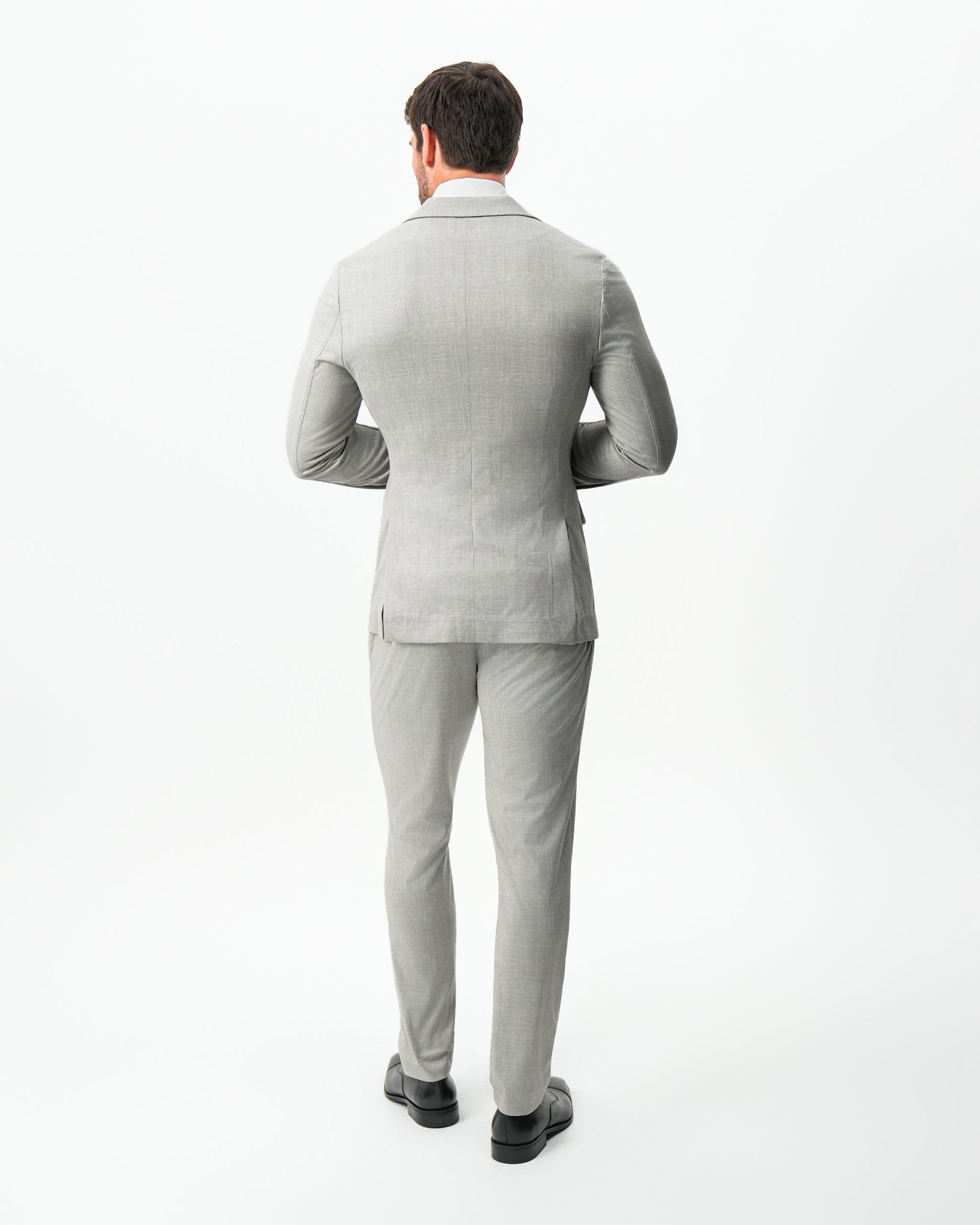 State & Liberty Athletic Fit Stretch Blazer - Unstructured Stone Crosshatch