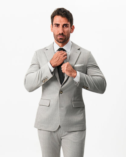State & Liberty Athletic Fit Stretch Blazer - Unstructured Stone Crosshatch