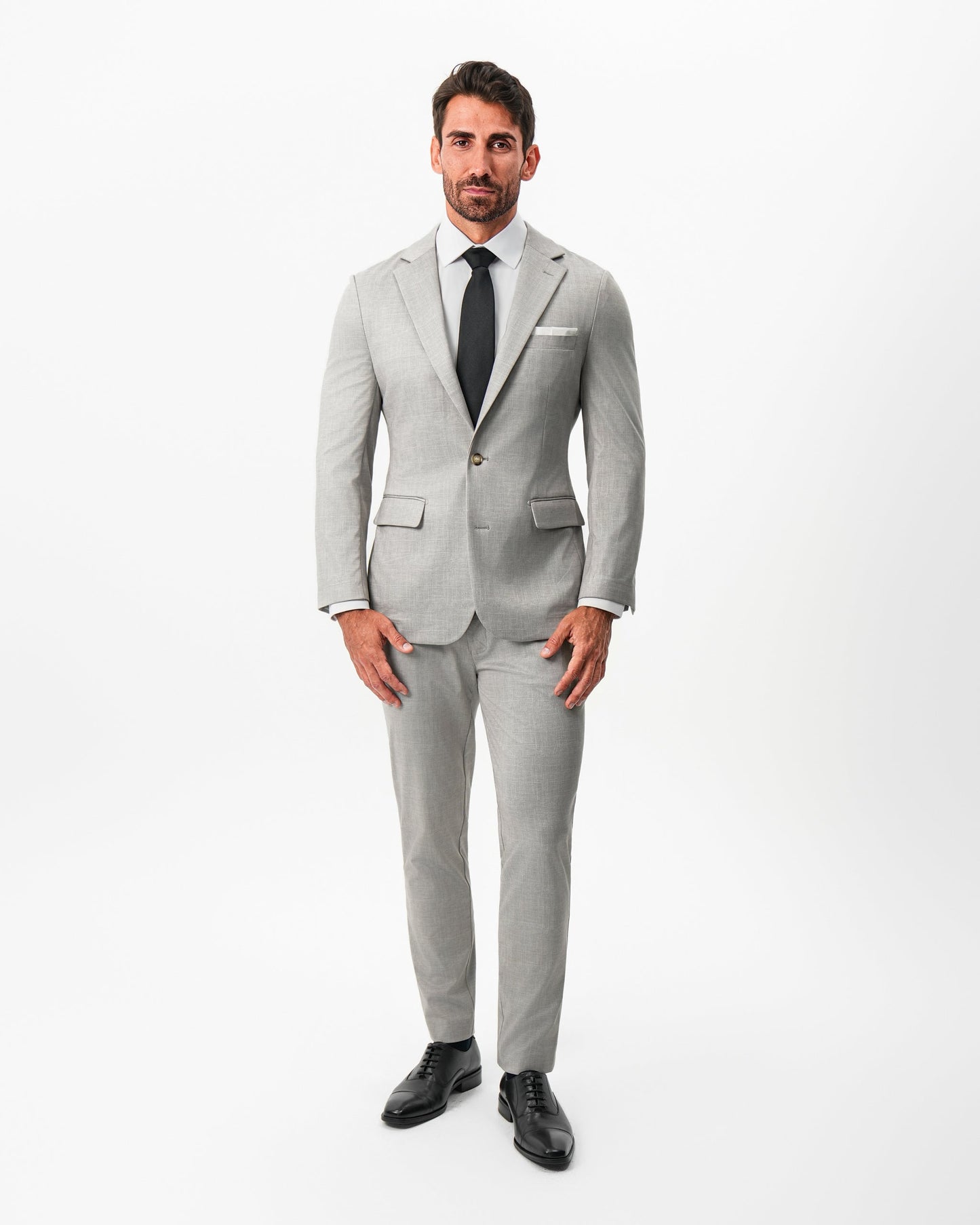 State & Liberty Athletic Fit Stretch Blazer - Unstructured Stone Crosshatch