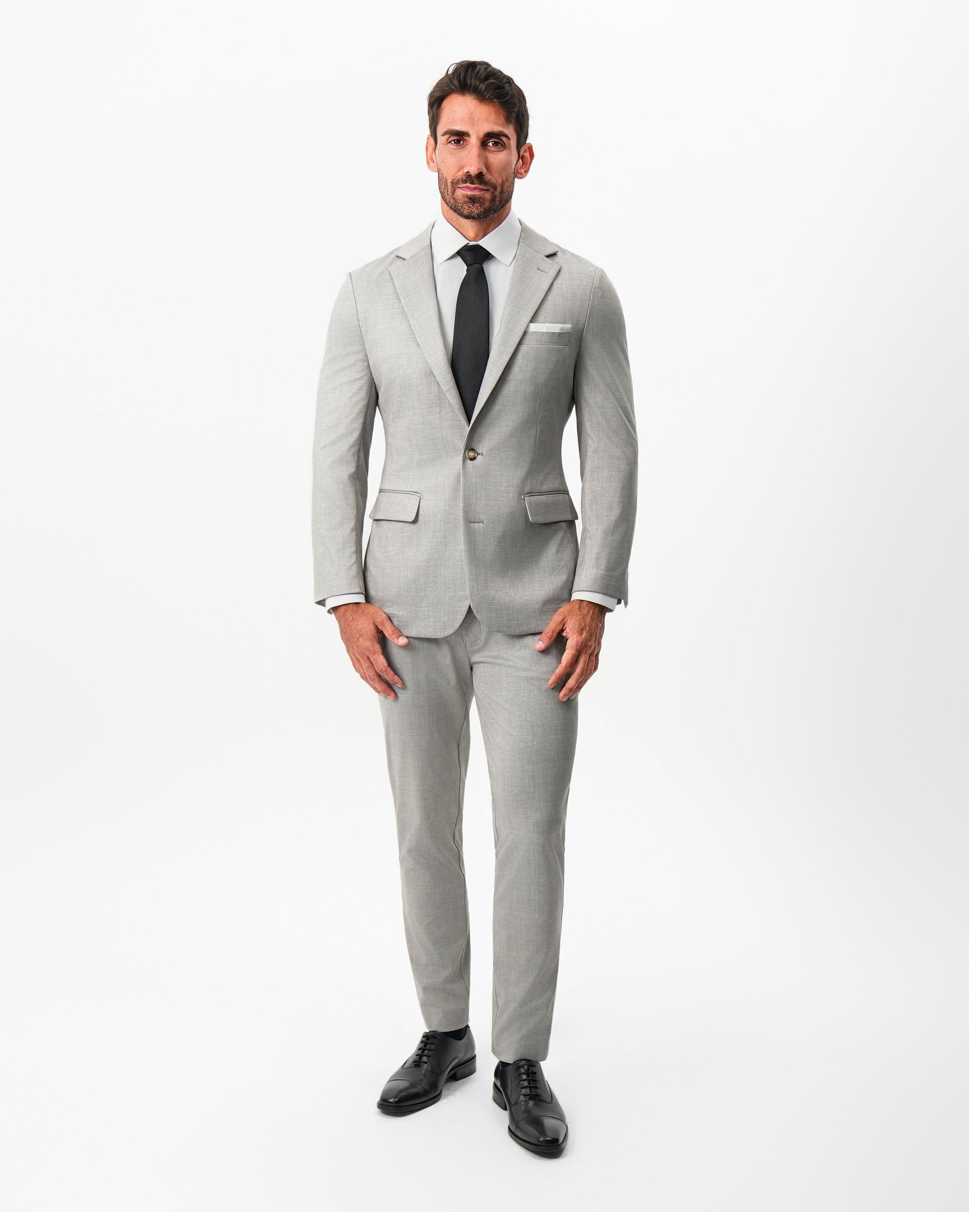 State & Liberty Athletic Fit Stretch Blazer - Unstructured Stone Crosshatch