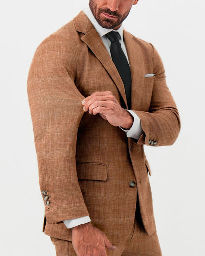 State & Liberty Athletic Fit Stretch Blazer - Unstructured Light Brown Crosshatch