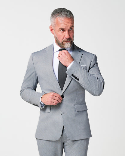 State & Liberty Athletic Fit Stretch Blazer - Slate Grey Houndstooth