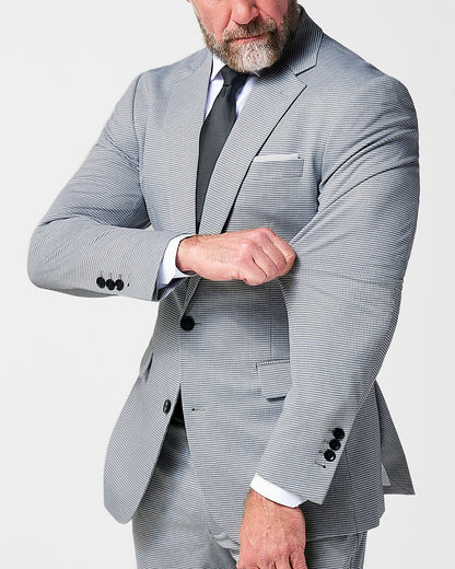 State & Liberty Athletic Fit Stretch Blazer - Slate Grey Houndstooth