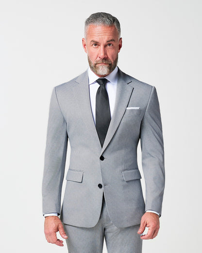 State & Liberty Athletic Fit Stretch Blazer - Slate Grey Houndstooth