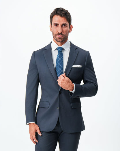 State & Liberty Athletic Fit Stretch Blazer - Navy & Black Mini Houndstooth