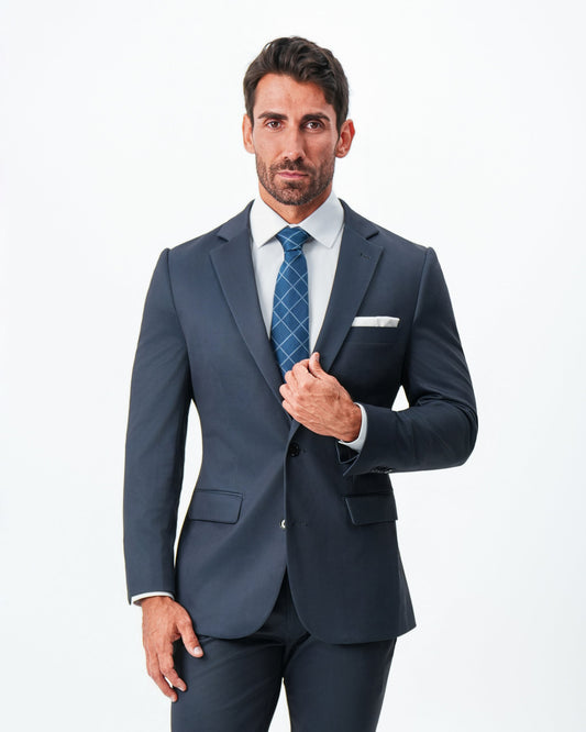 State & Liberty Athletic Fit Stretch Blazer - Navy & Black Mini Houndstooth
