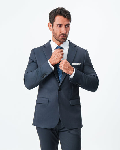 State & Liberty Athletic Fit Stretch Blazer - Navy & Black Mini Houndstooth