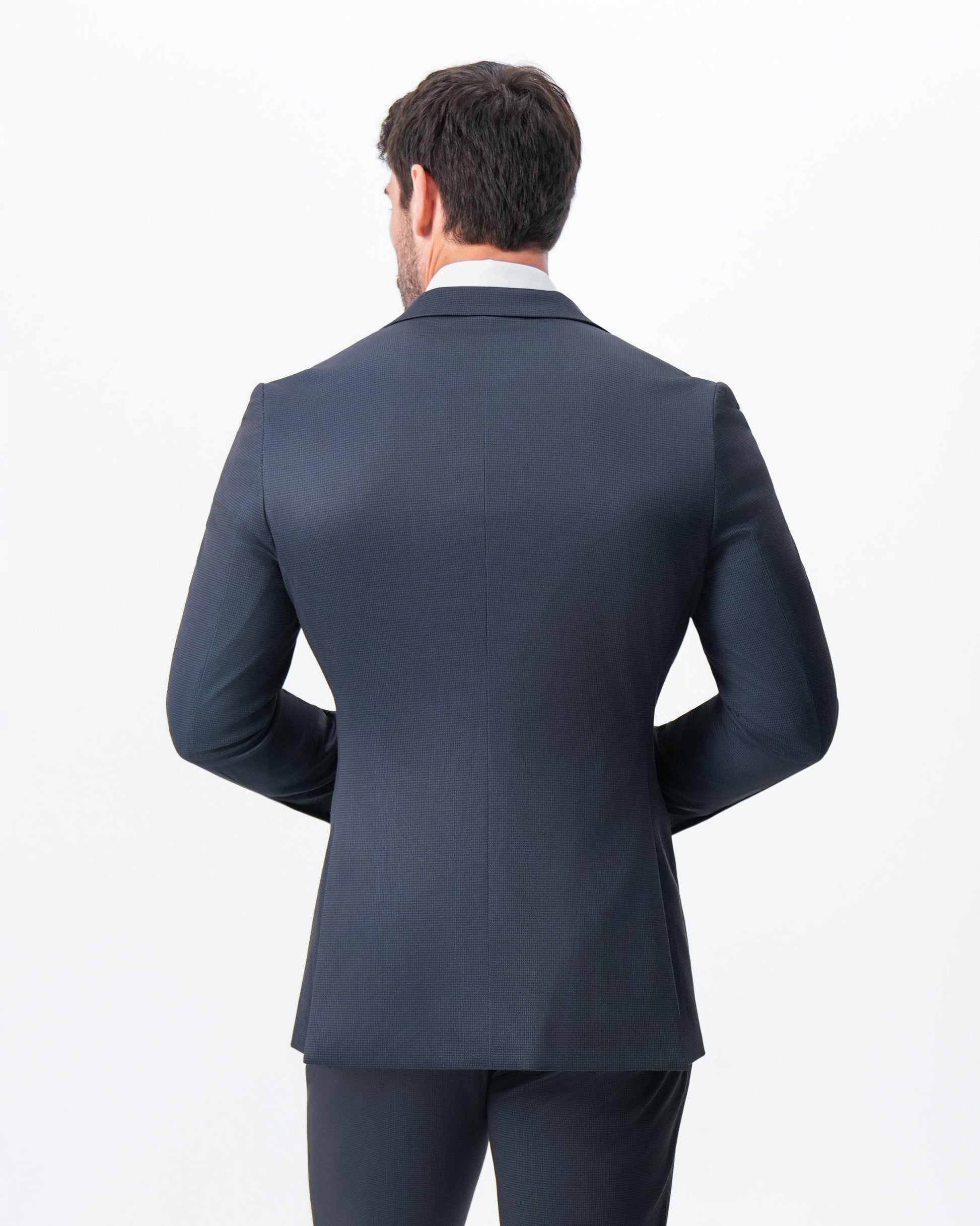 State & Liberty Athletic Fit Stretch Blazer - Navy & Black Mini Houndstooth