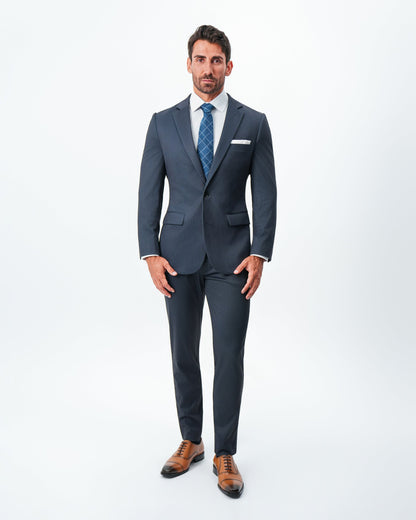 State & Liberty Athletic Fit Stretch Blazer - Navy & Black Mini Houndstooth