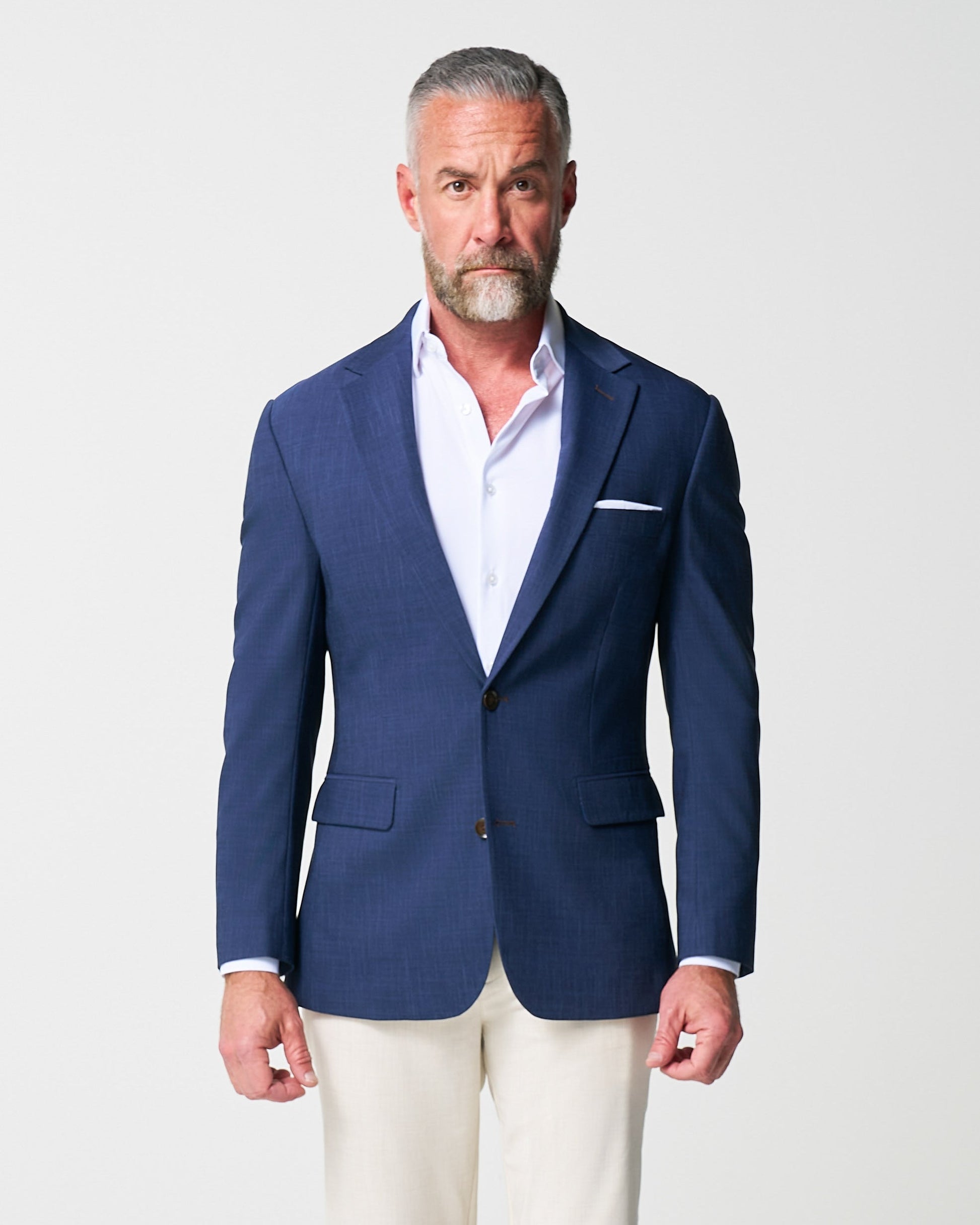 State & Liberty Athletic Fit Stretch Blazer - Heathered Navy