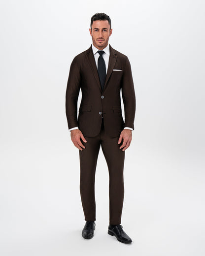 State & Liberty Athletic Fit Stretch Blazer - Brown & Black Seersucker