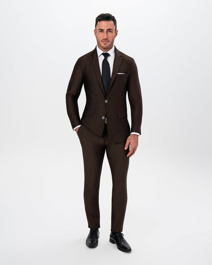 State & Liberty Athletic Fit Stretch Blazer - Brown & Black Seersucker