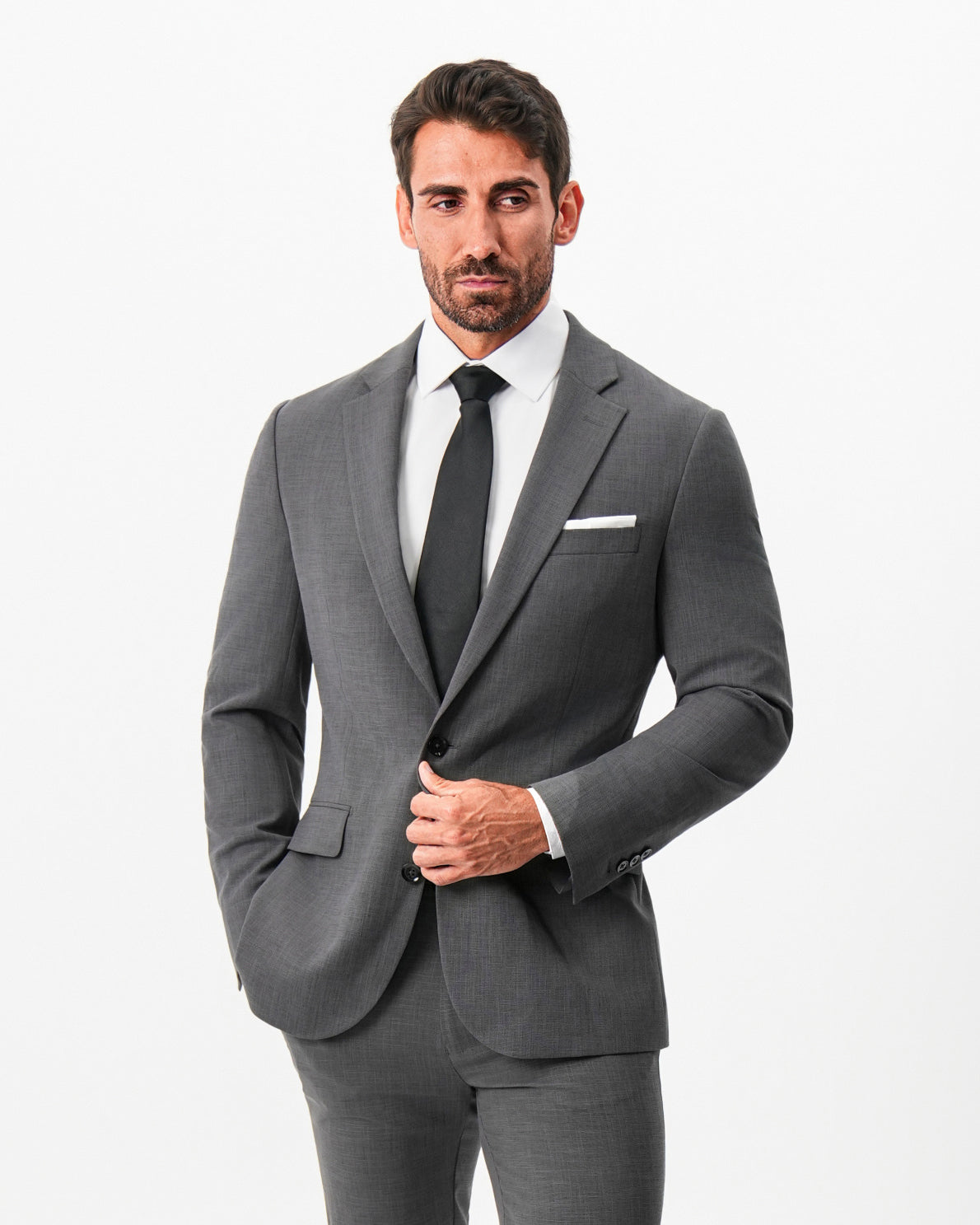 State & Liberty Athletic Fit Stretch Blazer - Dark Grey Crosshatch